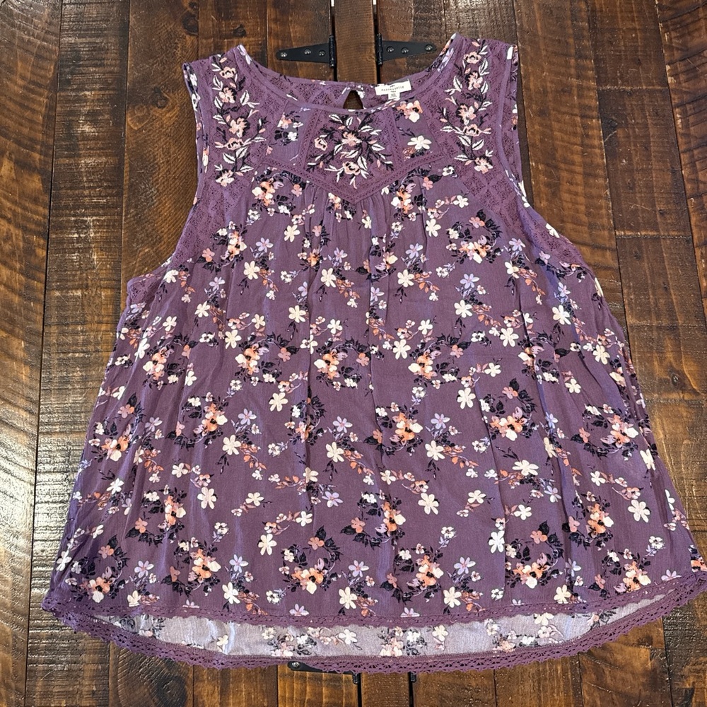 Mason & Belle Purple Floral Sleeveless Blouse 2X NWT Lace Boho Plus Size Top